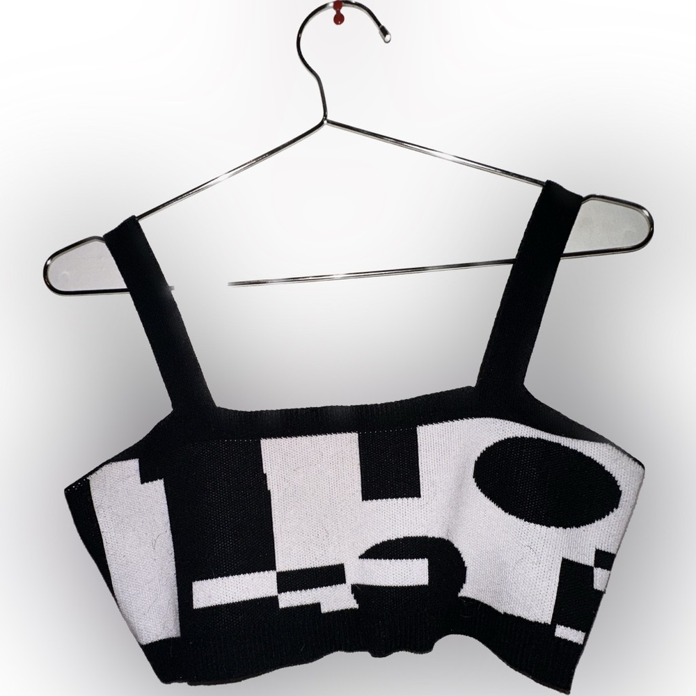 Black and White Shapes Crop Tank